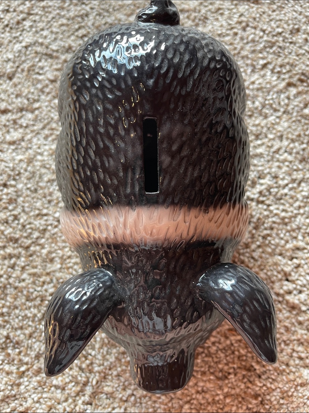 Glossy Black & White Ceramic Pig Bank - Picture 5 of 6